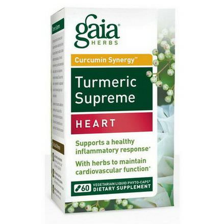 Gaia Herbs, Turmeric Supreme, Heart, 60 Vegetarian Liquid Phyto-Caps