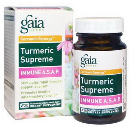Gaia Herbs, Turmeric Supreme, Immune A.S.A.P. 20 Veggie Liquid Phyto-Caps