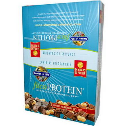 Garden of Life, FucoProtein, High Protein Thermogenic Bar, Chocolate with Macadamia Nuts, 12 Bars 55g Each