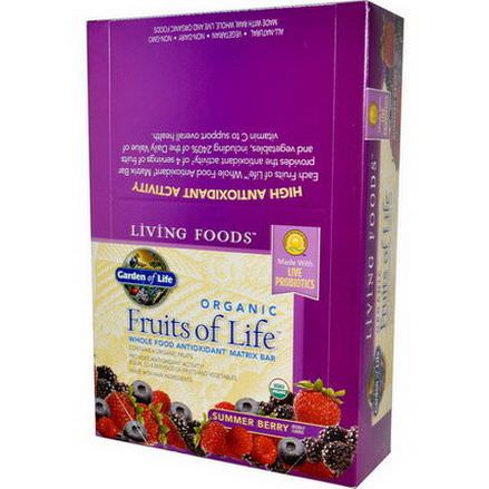 Garden of Life, Living Foods, Organic, Fruits of Life, Whole Food Antioxidant Matrix Bar, Summer Berry, 12 Bars 64g Each