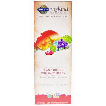 Garden of Life, Mykind Organics, Plant Iron&Organic Herbs, Cranberry-Lime 240ml