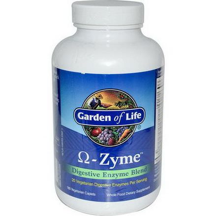 Garden of Life, Omega-Zyme, Digestive Enzyme Blend, 180 Veggie Caplets