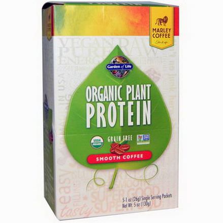Garden of Life, Organic Plant Protein, Smooth Coffee, 5 Single Serving Packets 26g