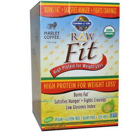 Garden of Life, Organic, RAW Fit, High Protein for Weight Loss, Marley Coffee Flavor, 10 Packets 44g Each