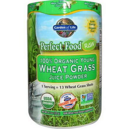 Garden of Life, Perfect Food RAW - 100% Organic Young Wheat Grass Juice Powder 120g