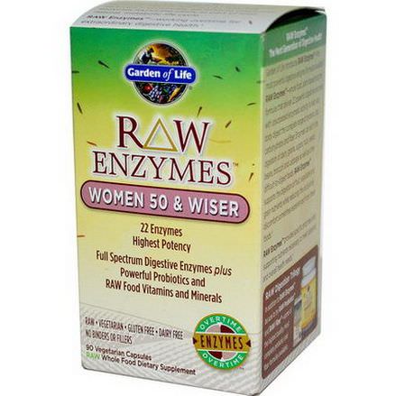 Garden of Life, RAW Enzymes, Women 50&Wiser, 90 Veggie Caps