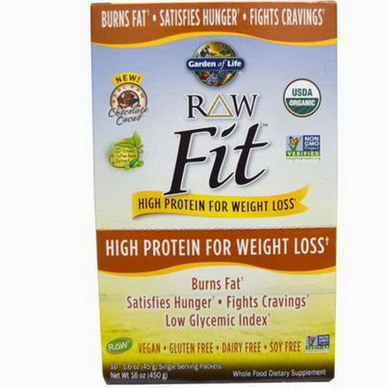Garden of Life, RAW Fit, High Protein for Weight Loss, Chocolate Cacao 45g Each