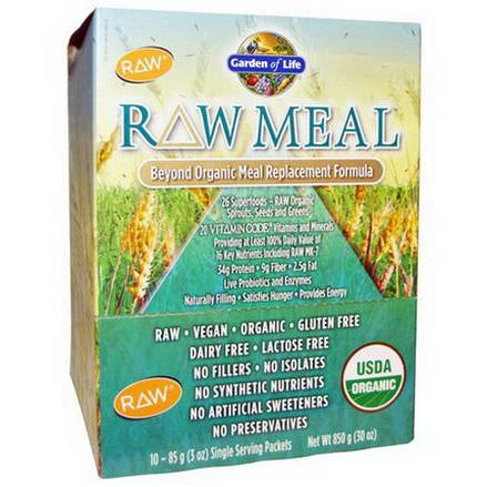Garden of Life, RAW Meal, Beyond Organic Meal Replacement Formula, 10 Packets 85g Each