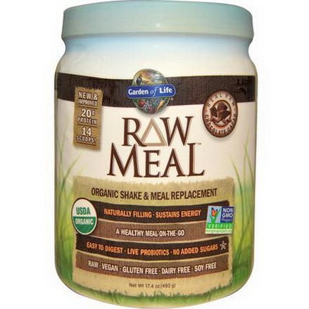 Garden of Life, RAW Meal, Organic Shake&Meal Replacement, Chocolate Cacao 493g