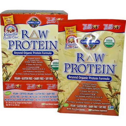 Garden of Life, RAW Protein, Beyond Organic Protein Formula, Real RAW Vanilla Spiced Chai, 15 Packets 23g Each