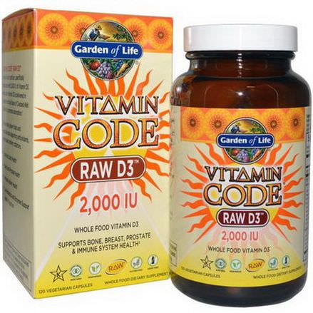 Garden of Life, Vitamin Code, Raw D3, 2,000 IU, 120 Veggie Caps