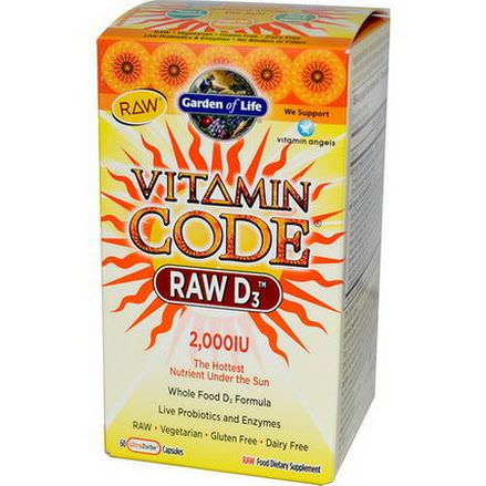Garden of Life, Vitamin Code, Raw D3, 2,000 IU, 60 UltraZorbe Capsules