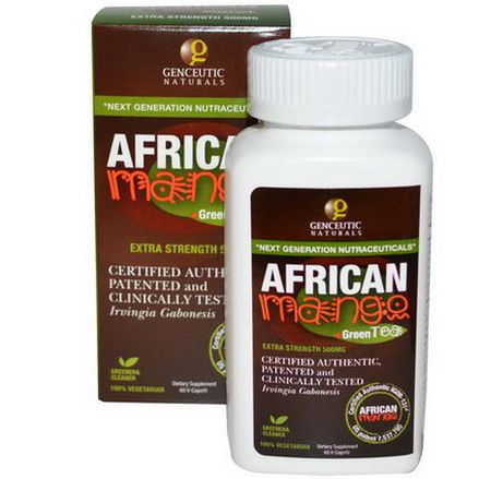Genceutic Naturals, African Mango Green Tea, Extra Strength, 500mg, 60 Vcaps