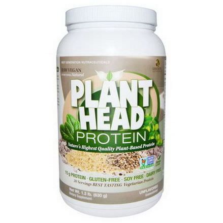 Genceutic Naturals, Plant Head Protein, Unflavored 630g