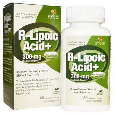 Genceutic Naturals, R-Lipoic Acid+, 300mg, 60 Veggie Caps