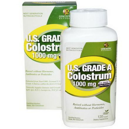 Genceutic Naturals, U.S. Grade A Colostrum, 1000mg, 120 V-Caps