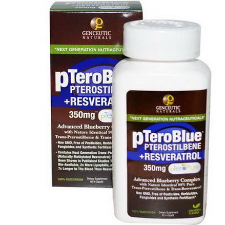 Genceutic Naturals, pTeroBlue, Pterostilbene Resveratrol, 350mg, 60 V-Caps