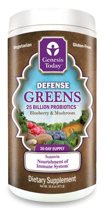 Genesis Today, Defense Greens, Blueberry&Mushroom, 25 Billion Probiotics 471g