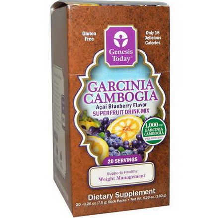 Genesis Today, Garcinia Cambogia, Superfruit Drink Mix, Acai Blueberry Flavor, 20 Stick Packs 7.5g Each