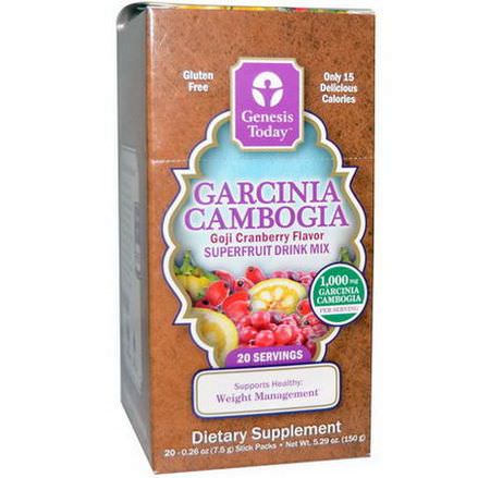 Genesis Today, Garcinia Cambogia, Superfruit Drink Mix, Goji Cranberry Flavor, 20 Stick Packs 7.5g Each