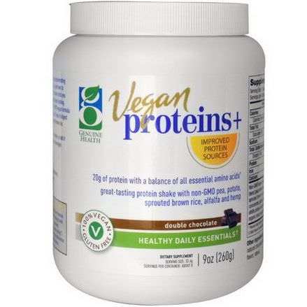 Genuine Health Corporation, Vegan Proteins +, Double Chocolate 260g