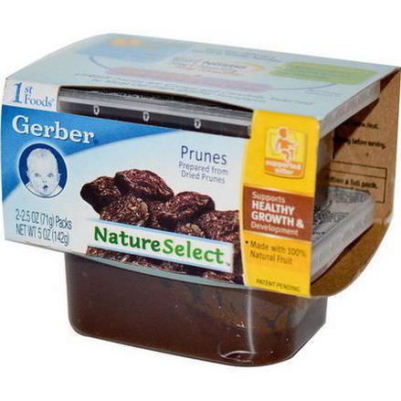 Gerber, 1st Foods, NatureSelect, Prunes, 2 Pack 71g Each