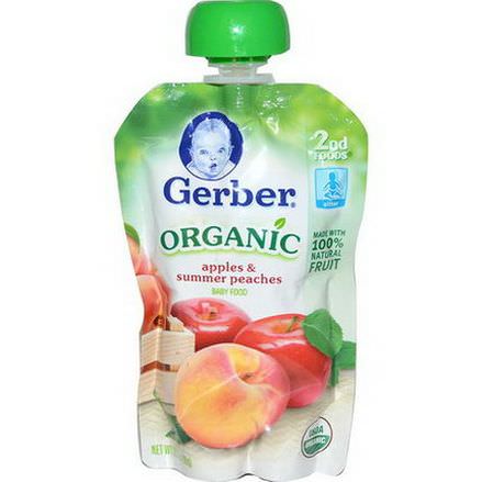 Gerber, 2nd Foods, Organic Baby Food, Apples&Summer Peaches 99g
