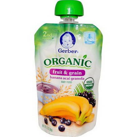 Gerber, 2nd Foods, Organic Baby Food, Fruit&Grain, Banana Acai Granola 99g