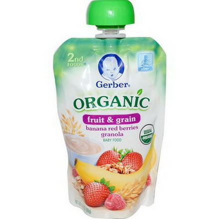 Gerber, 2nd Foods, Organic, Baby Food, Fruit&Grain, Banana Red Berries Granola 99g