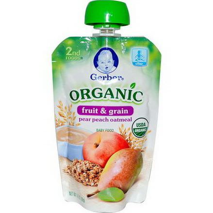 Gerber, 2nd Foods, Organic Baby Food, Fruit&Grain, Pear Peach Oatmeal 99g