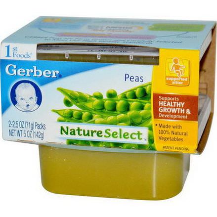 Gerber, NatureSelect, 1st Foods, Peas, 2 Pack 71g Each