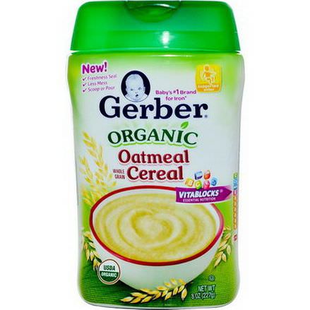 Gerber, Organic Oatmeal Cereal, Whole Grain 227g