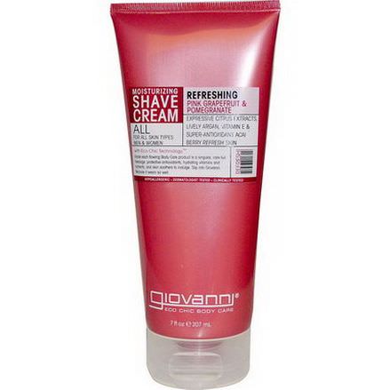 Giovanni, Moisturizing Shave Cream, Refreshing, Pink Grapefruit&Pomegranate 207ml