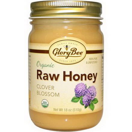 GloryBee, Organic Raw Honey, Clover Blossom 510g