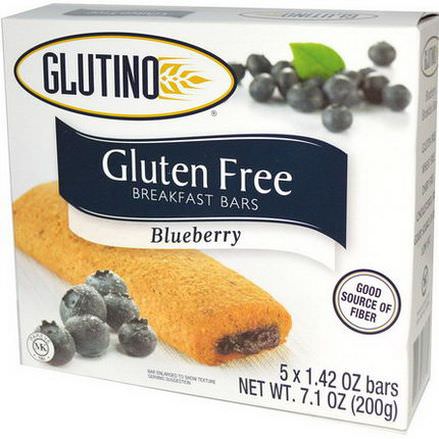 Glutino, Gluten Free Breakfast Bars, Blueberry, 5 Bars 40g Each