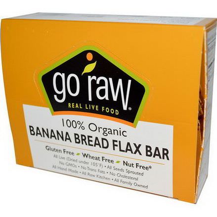Go Raw, Organic Banana Bread Flax Bar, 10 Bars, 12g Each