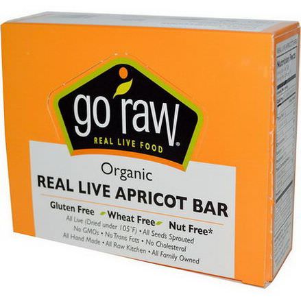 Go Raw, Organic Real Live Apricot Bar, 10 Bars, 12g Each