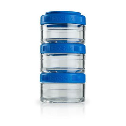 GoStak, Portable Stackable Containers, Blue, 60 cc, 3 Pack