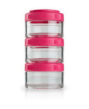 GoStak, Portable Stackable Containers, Pink, 60 cc, 3-Pack
