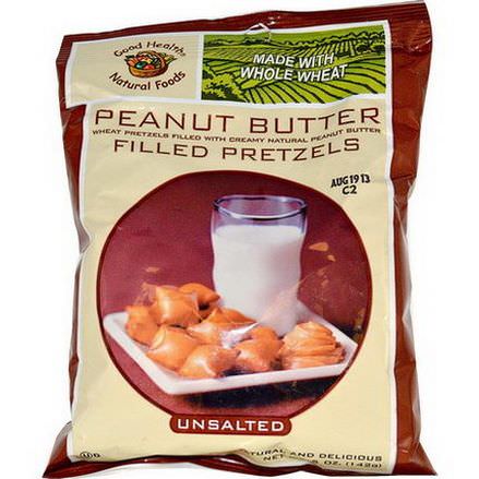 Good Health Natural Foods, Peanut Butter Filled Pretzels, Unsalted 142g