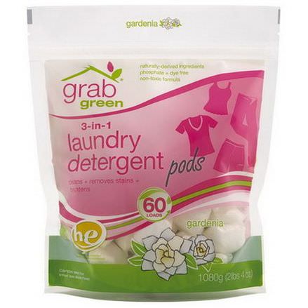 GrabGreen, 3-in-1 Laundry Detergent Pods, Gardenia, 60 Loads 1080g