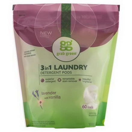 GrabGreen, 3-in-1 Laundry Detergent Pods, Lavender, 60 Loads 1080g