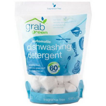 GrabGreen, Automatic Dishwashing Detergent, Fragrance Free, 60 Loads 1080g