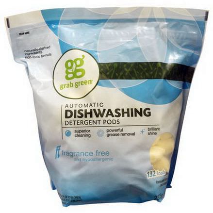 GrabGreen, Automatic Dishwashing Detergent Pods, Fragrance Free, 132 Loads 2376g