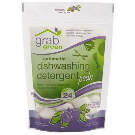 GrabGreen, Automatic Dishwashing Detergent, Thyme with Fig Leaf, 24 Loads 432g