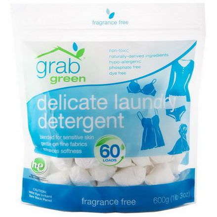 GrabGreen, Delicate Laundry Detergent, Fragrance Free, 60 Loads 600g