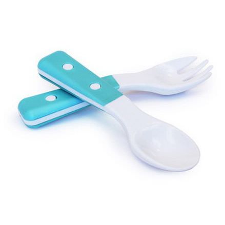 Greenpoint Brands, Fork&Spoon Set, Green, 6+ Months, 1 Fork, 1 Spoon