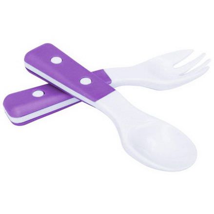 Greenpoint Brands, Fork&Spoon Set, Purple, 6+ Months, 1 Fork, 1 Spoon