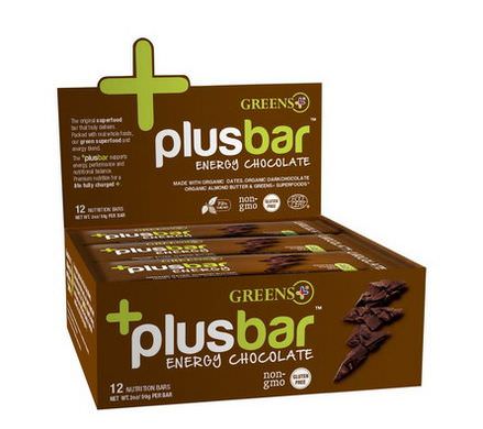 Greens Plus, PlusBar, Energy Chocolate, 12 Bars 59g Each