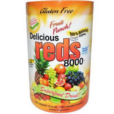 Greens World Inc. Delicious Reds 8000, Fruit Punch! 300g Powder